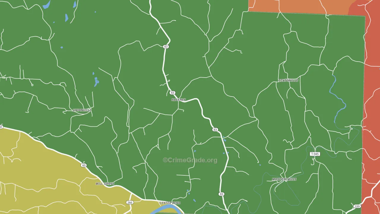 Hackney, OH Map of Vandalism Rates