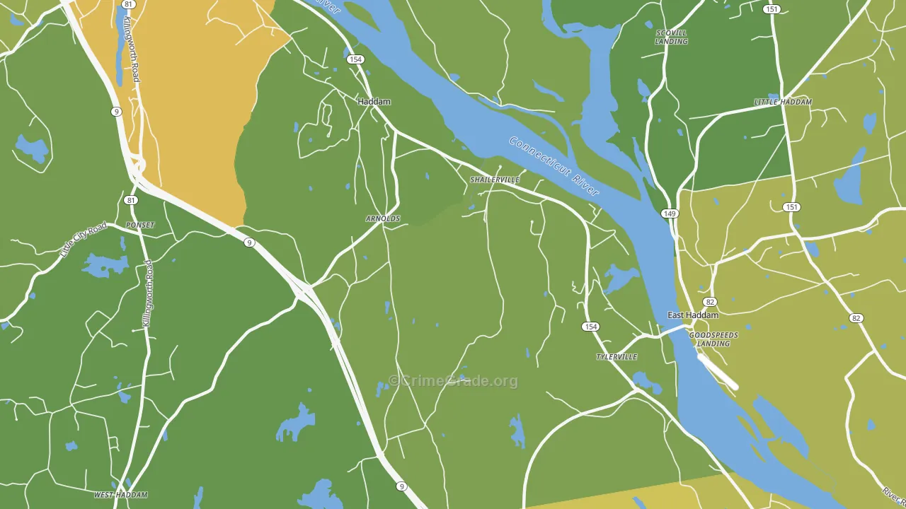 Haddam, CT Map of Vandalism Rates