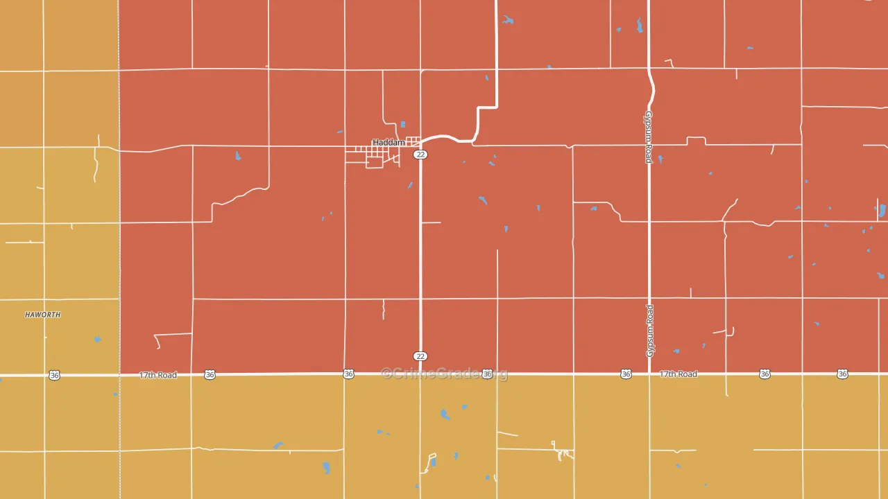 Haddam, KS Map of Vandalism Rates