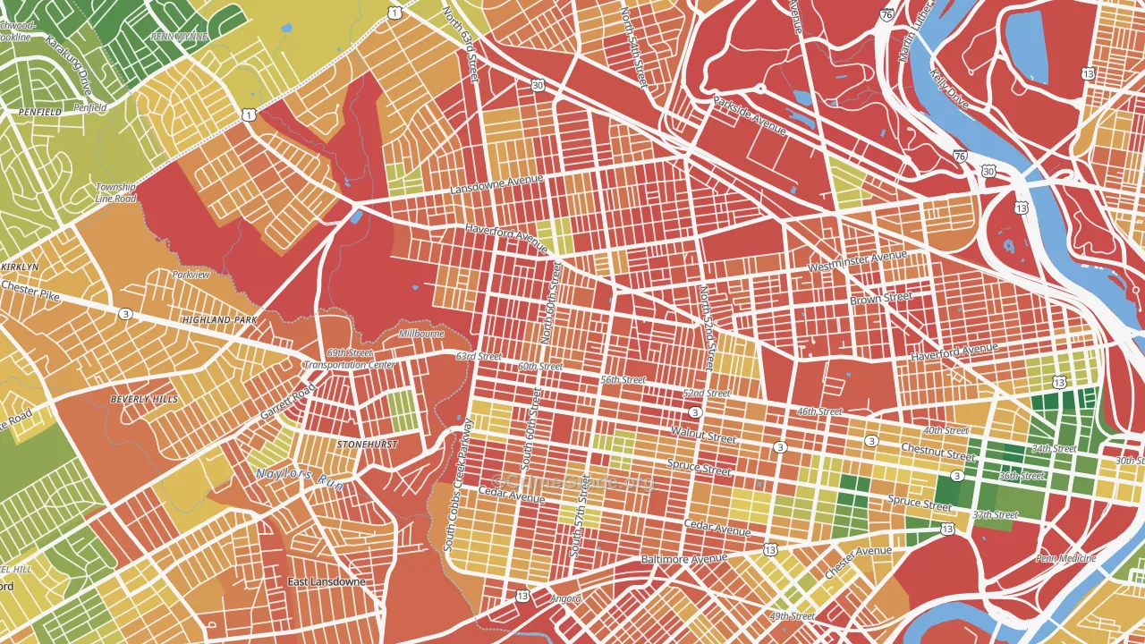 Haddington, Philadelphia, PA Map of Vandalism Rates