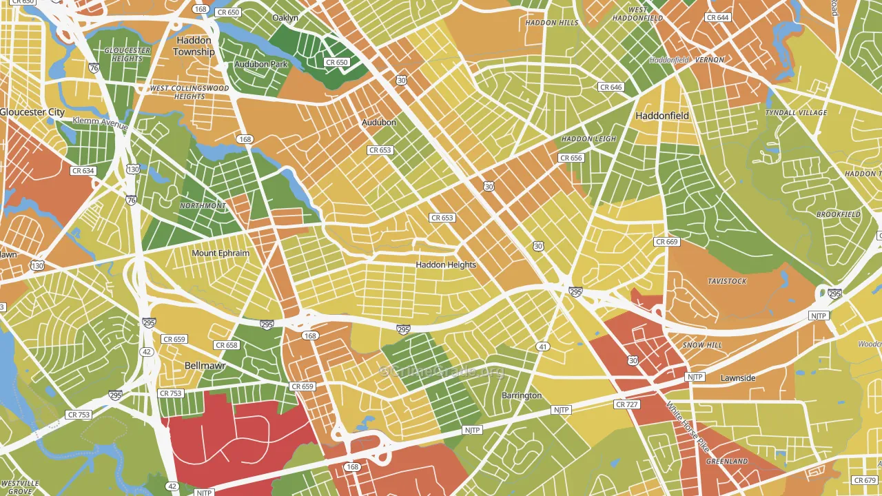 Haddon Heights, NJ Map of Vandalism Rates