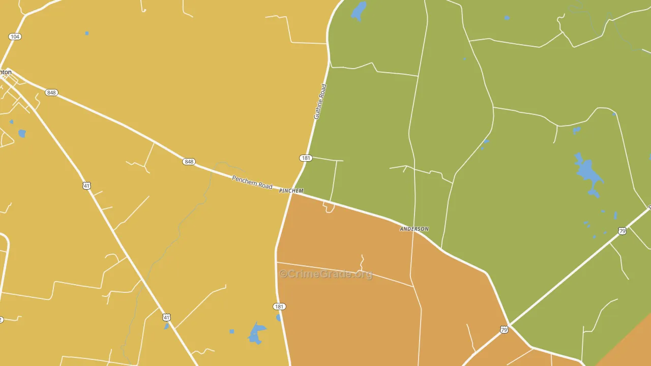 Hadensville, KY Map of Vandalism Rates