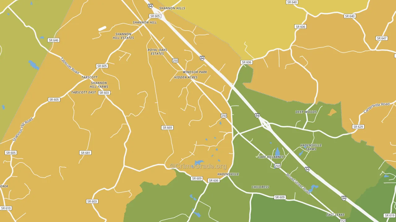 Hadensville, VA Map of Vandalism Rates