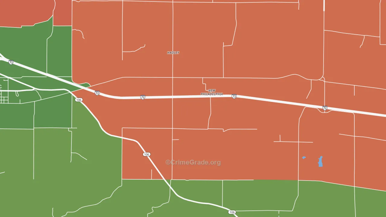 Hadley, IL Map of Vandalism Rates