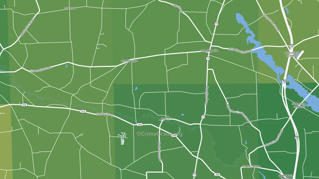 Hadley, PA Map of Vandalism Rates
