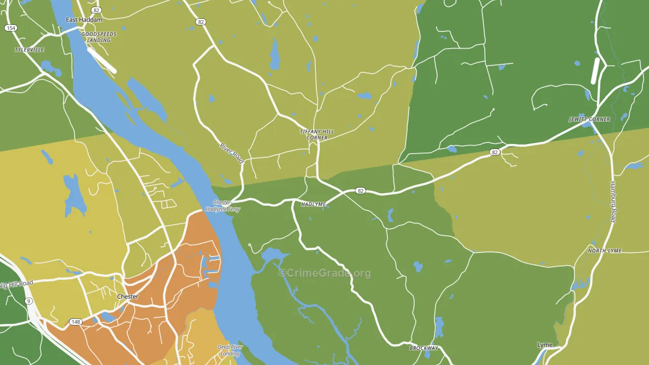 Hadlyme, CT Map of Vandalism Rates
