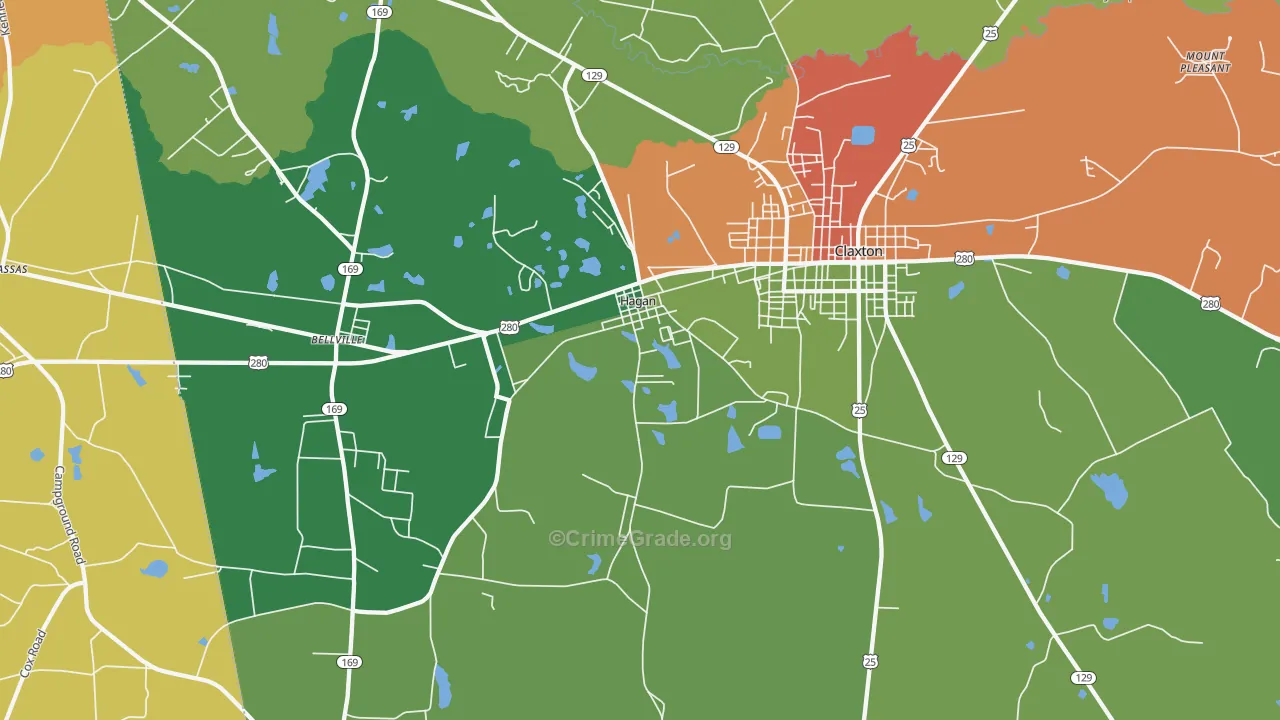 Hagan, GA Map of Vandalism Rates