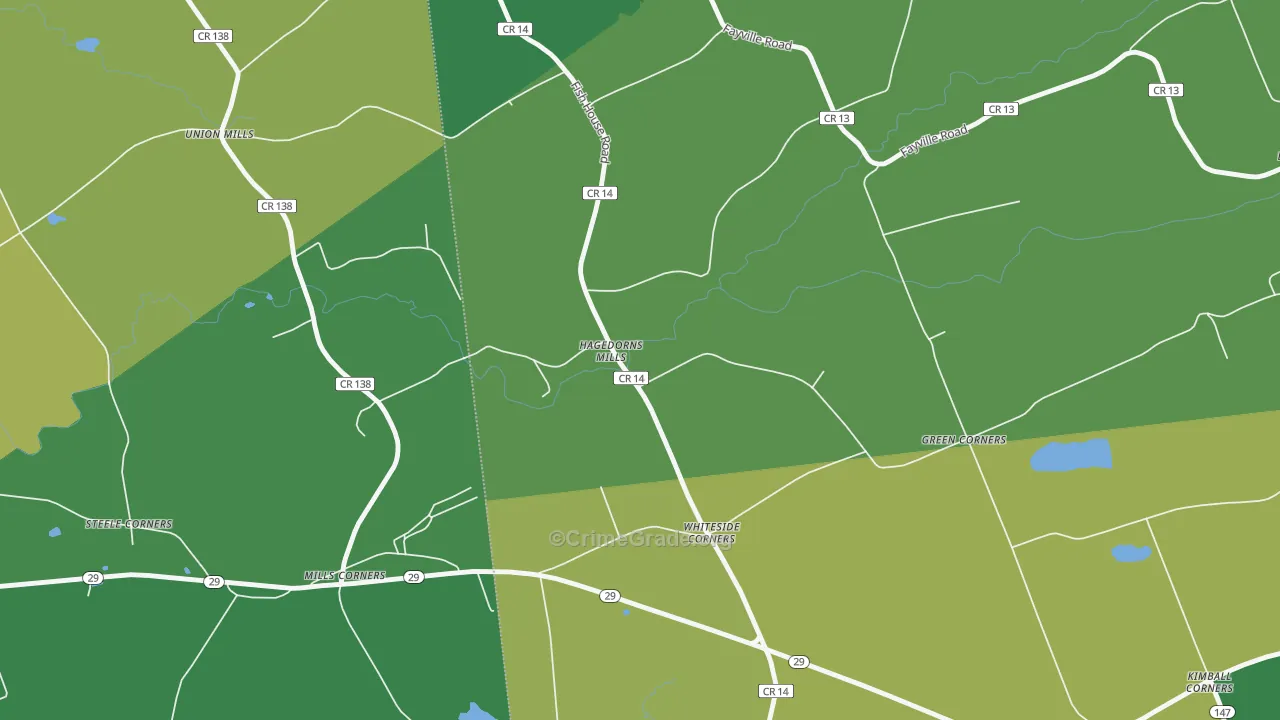 Hagedorns Mills, NY Map of Vandalism Rates
