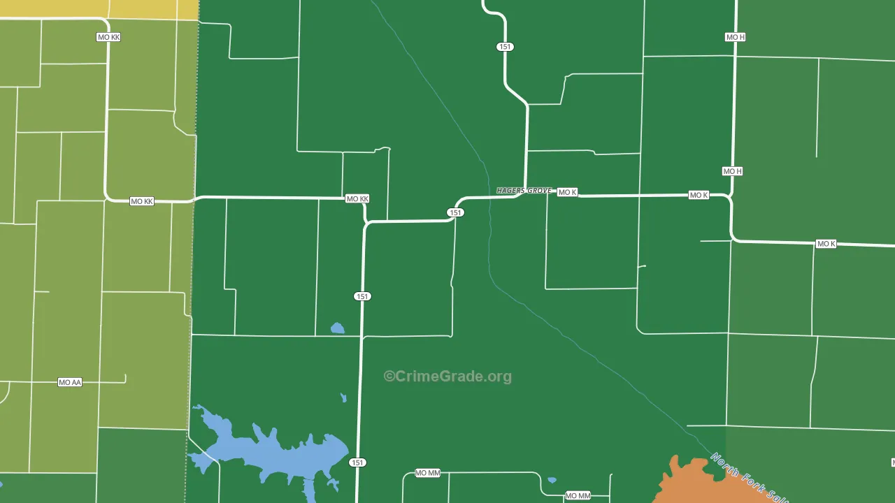 Hagers Grove, MO Map of Vandalism Rates