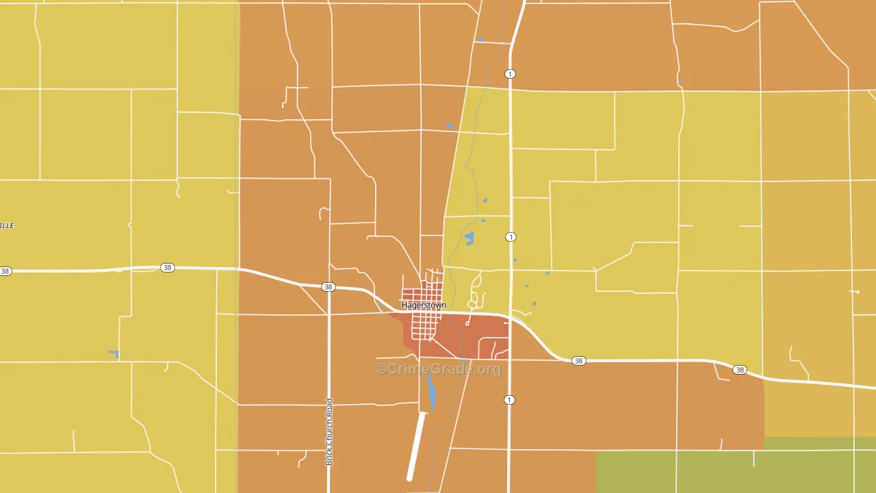 Hagerstown, IN Map of Vandalism Rates