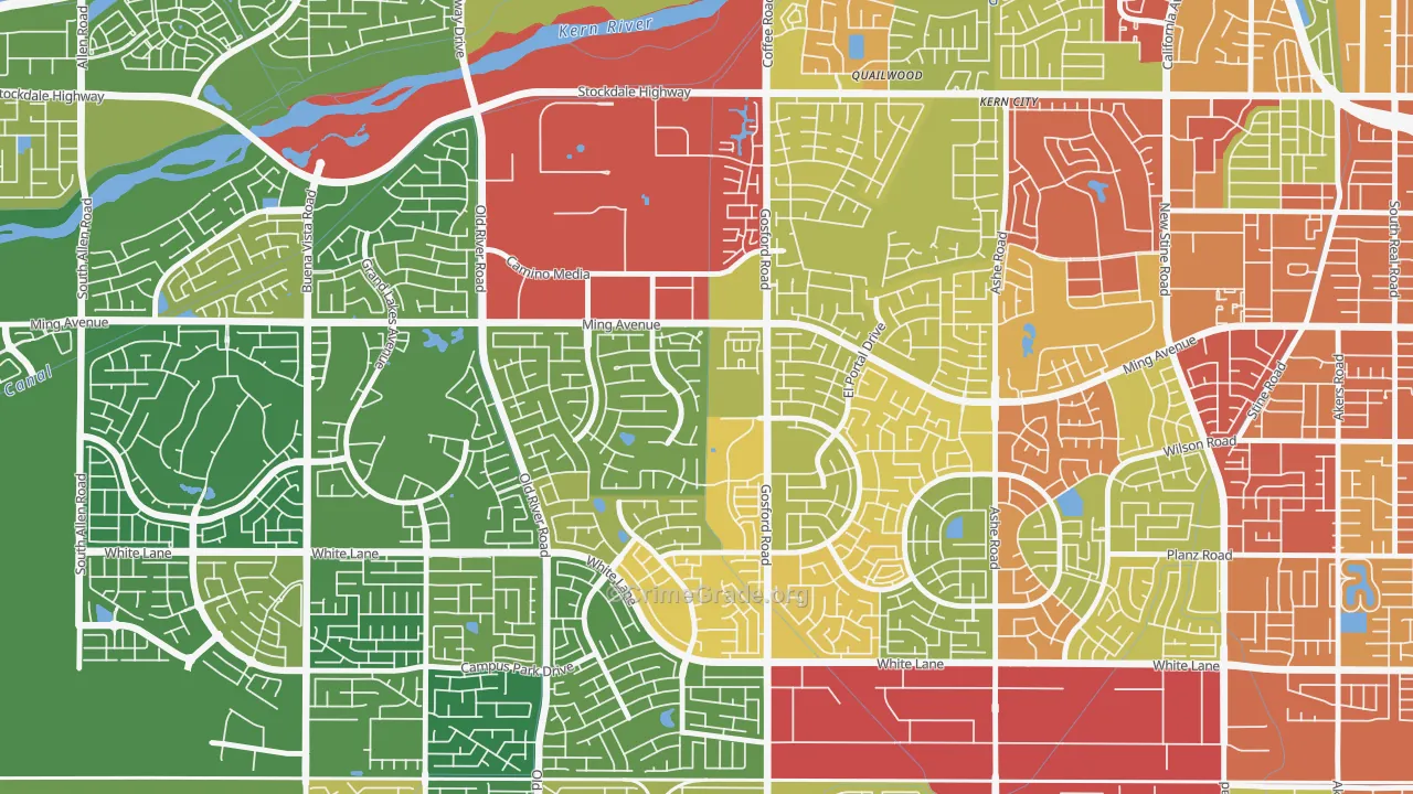 Haggin Oaks, Bakersfield, CA Map of Vandalism Rates