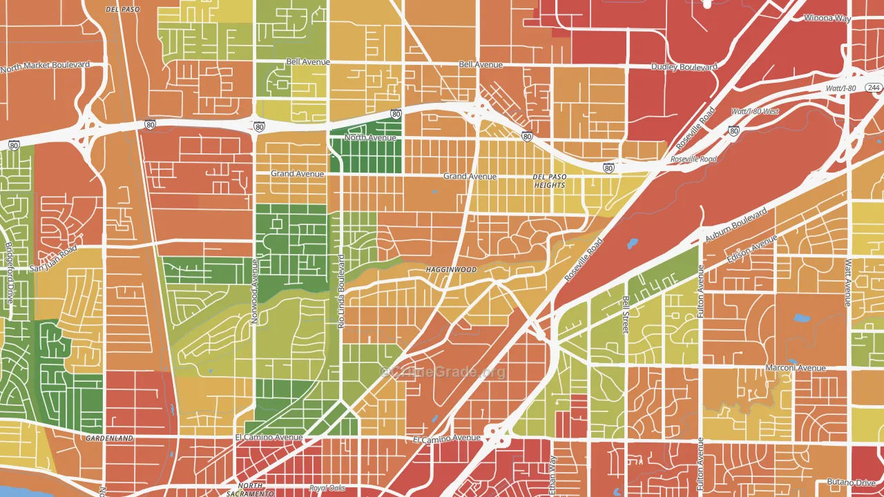 Hagginwood, Sacramento, CA Map of Vandalism Rates