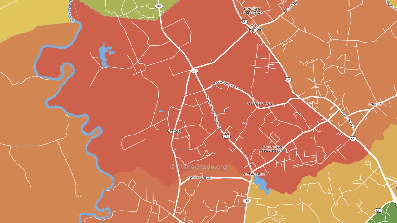 Hagood, SC Map of Vandalism Rates