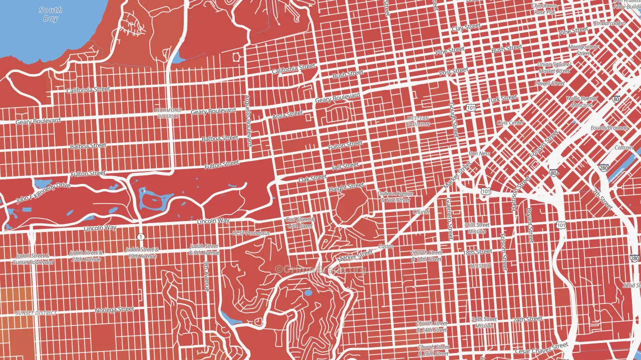 Haight-Ashbury, San Francisco, CA Map of Vandalism Rates