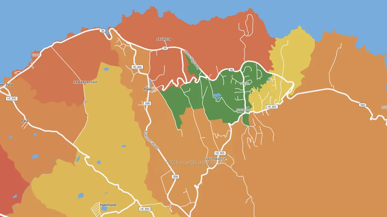Haiku-Pauwela, HI Map of Vandalism Rates