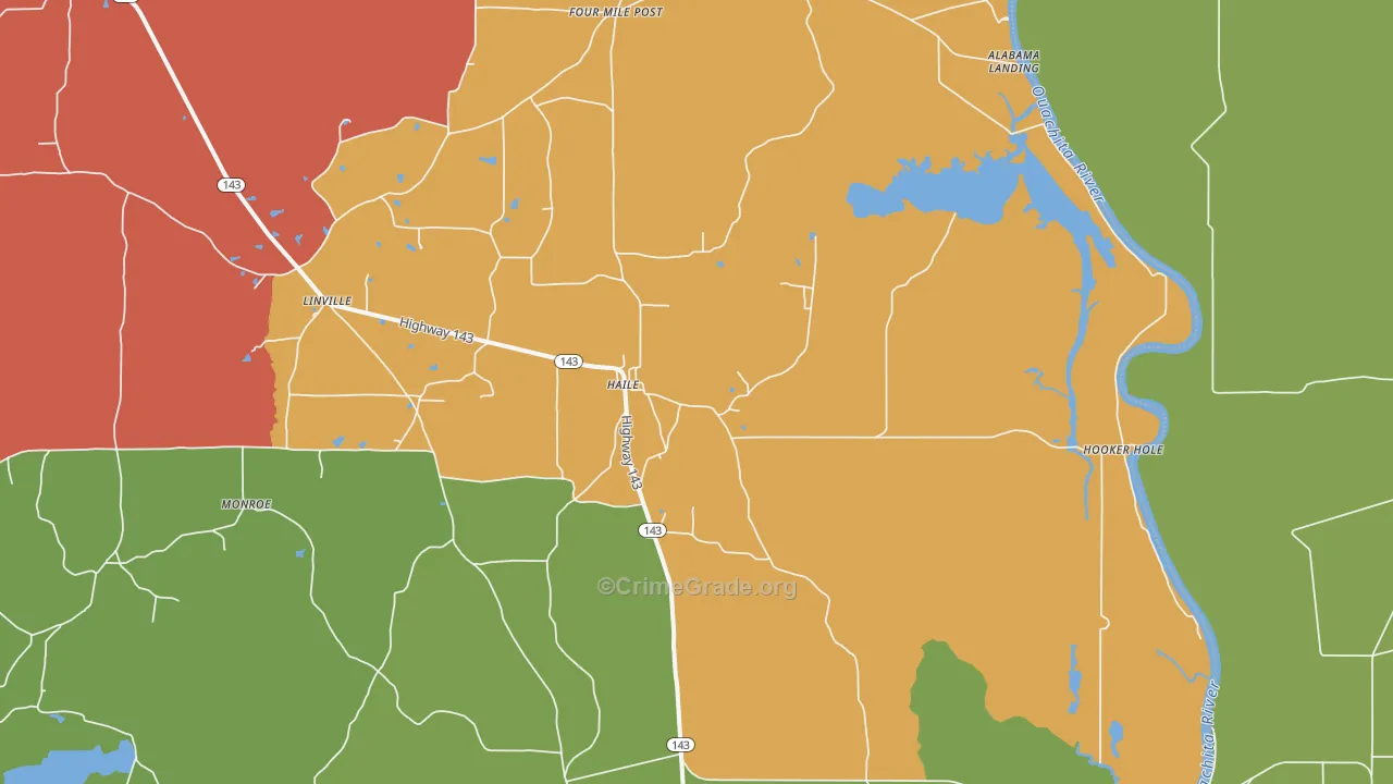 Haile, LA Map of Vandalism Rates