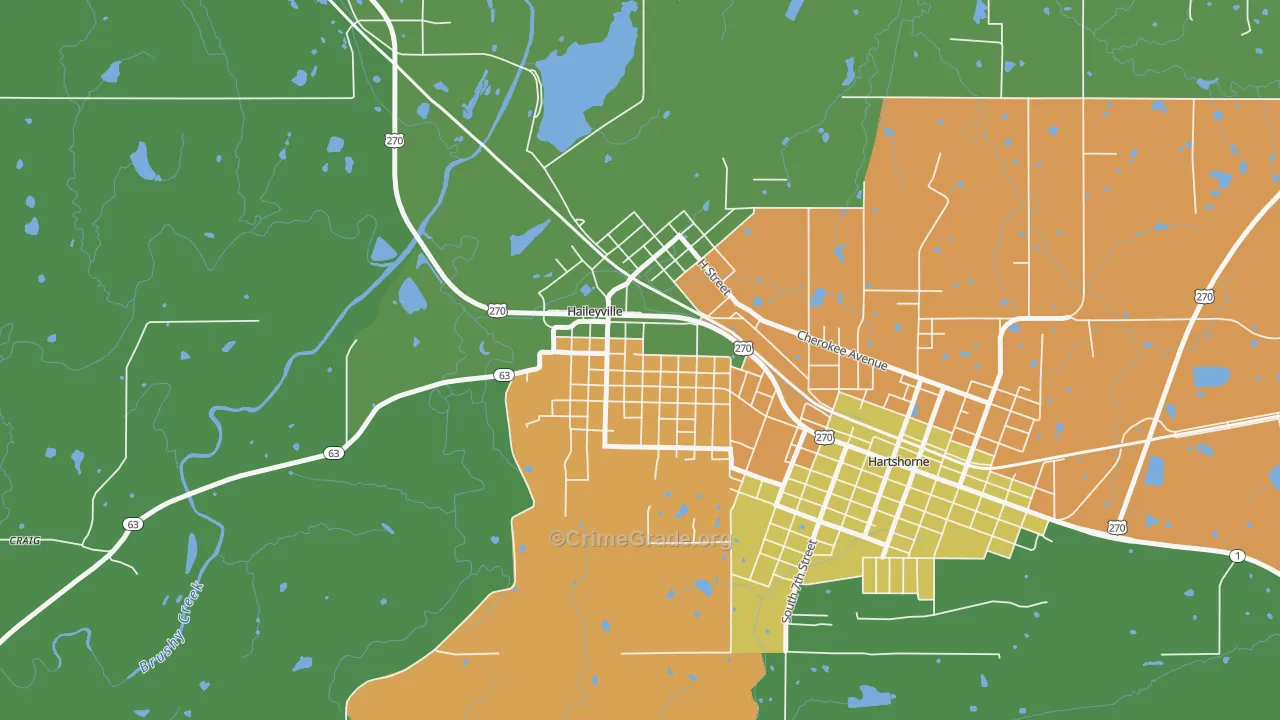 Haileyville, OK Map of Vandalism Rates