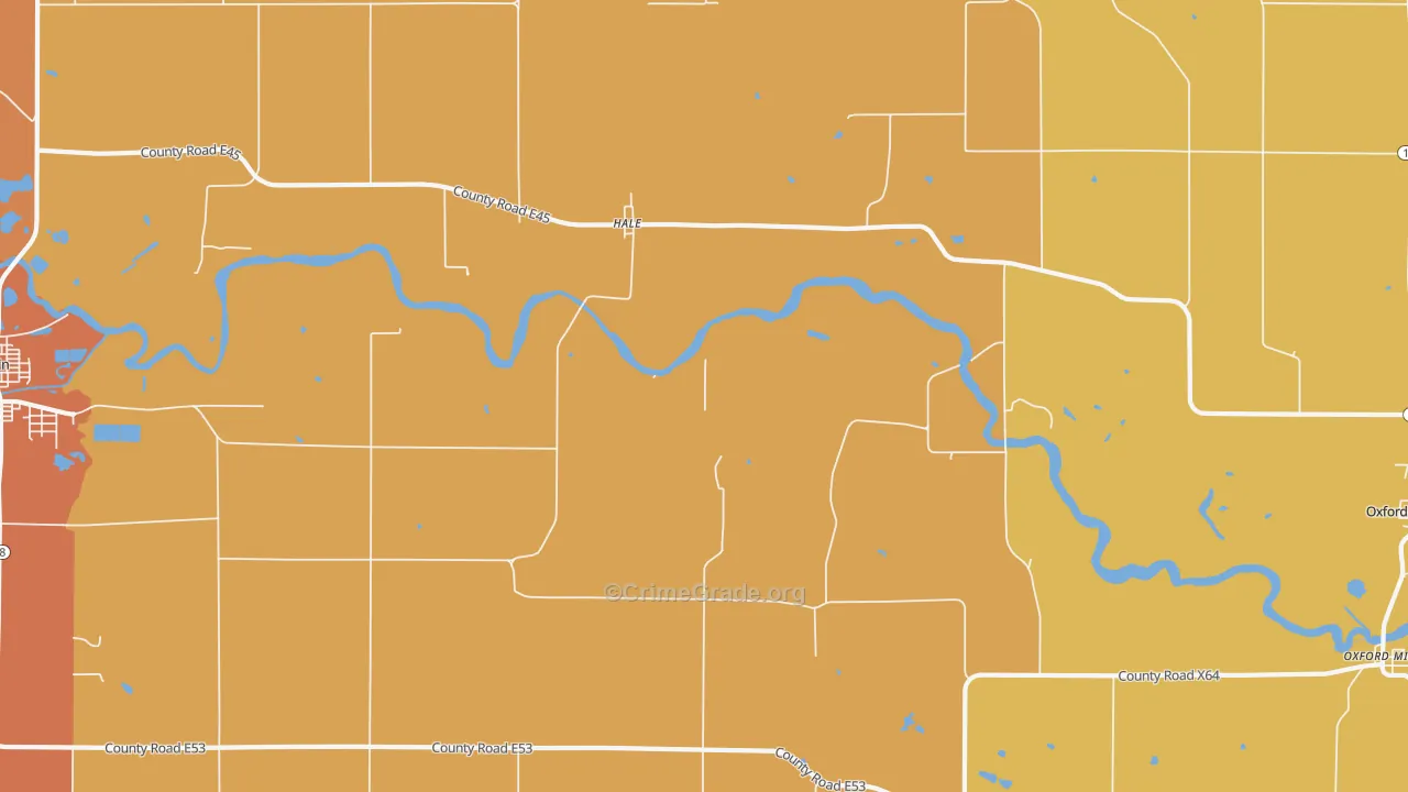 Hale, IA Map of Vandalism Rates