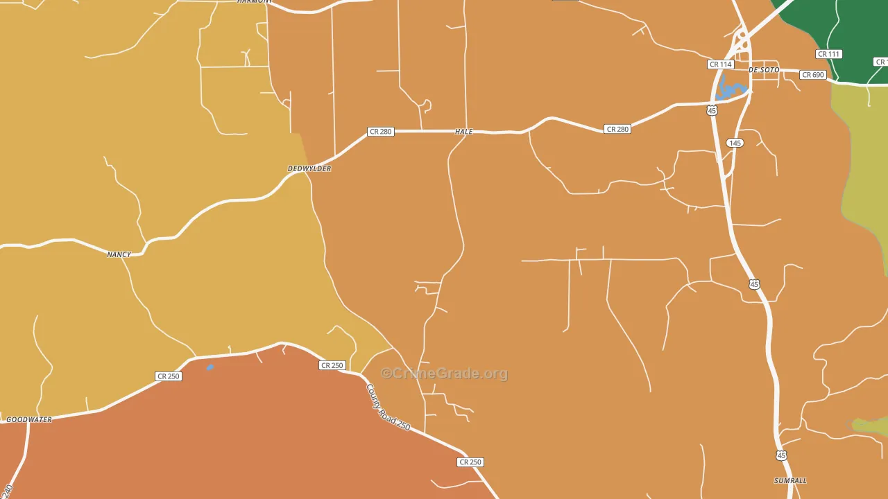Hale, MS Map of Vandalism Rates