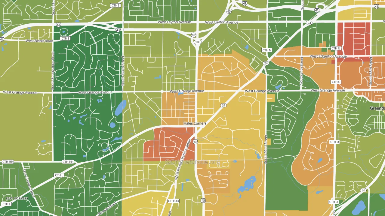 Hales Corners, WI Map of Vandalism Rates