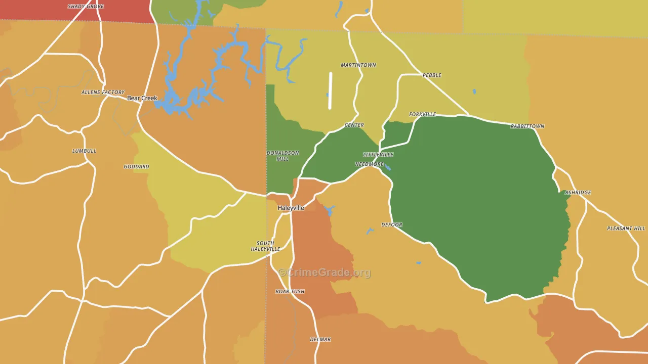 Haleyville, AL Map of Vandalism Rates