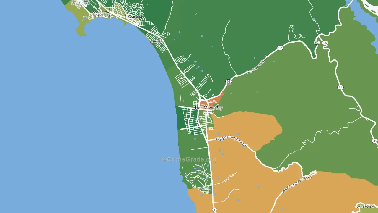 Half Moon Bay, CA Map of Vandalism Rates