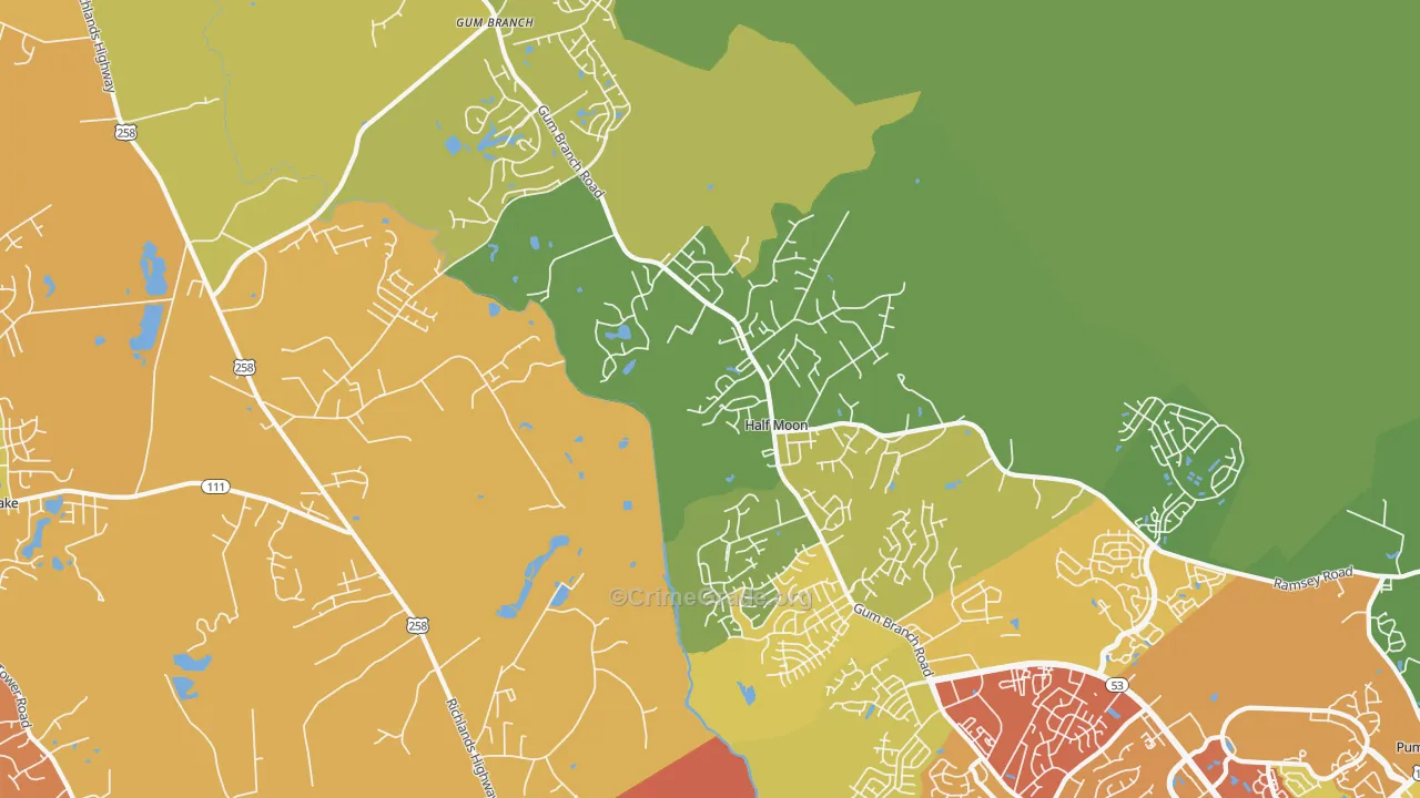 Half Moon, NC Map of Vandalism Rates