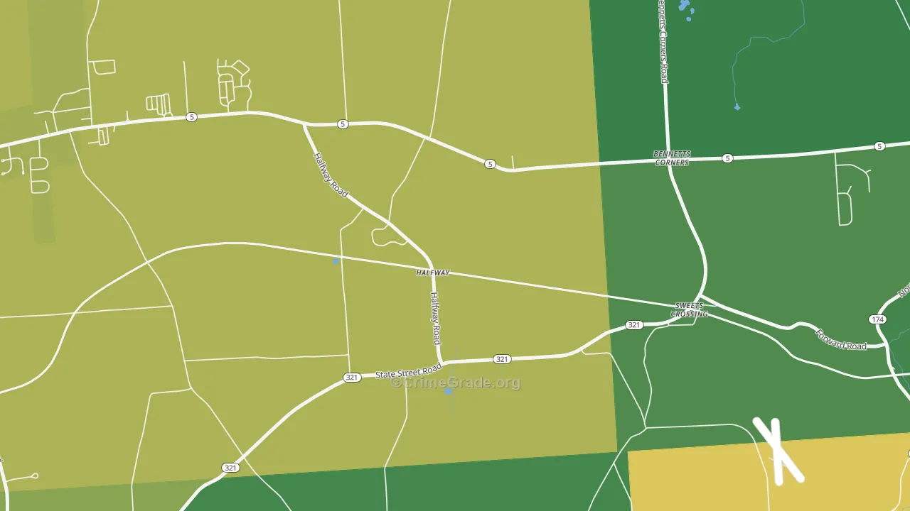 Halfway, NY Map of Vandalism Rates