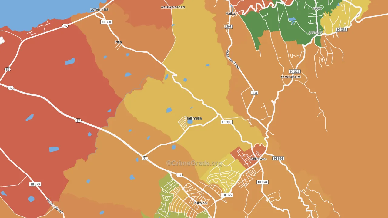 Haliimaile, HI Map of Vandalism Rates