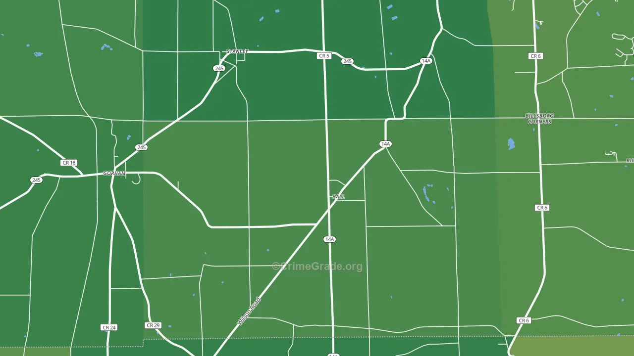 Hall, NY Map of Vandalism Rates
