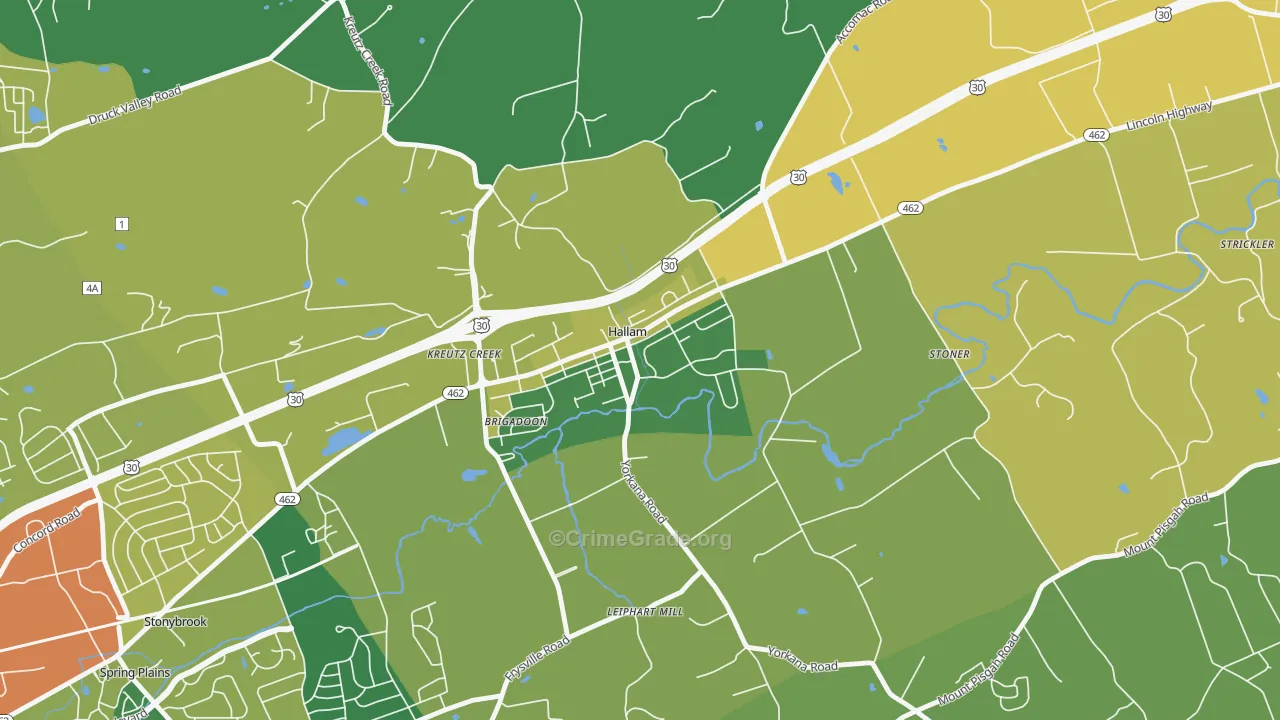 Hallam, PA Map of Vandalism Rates