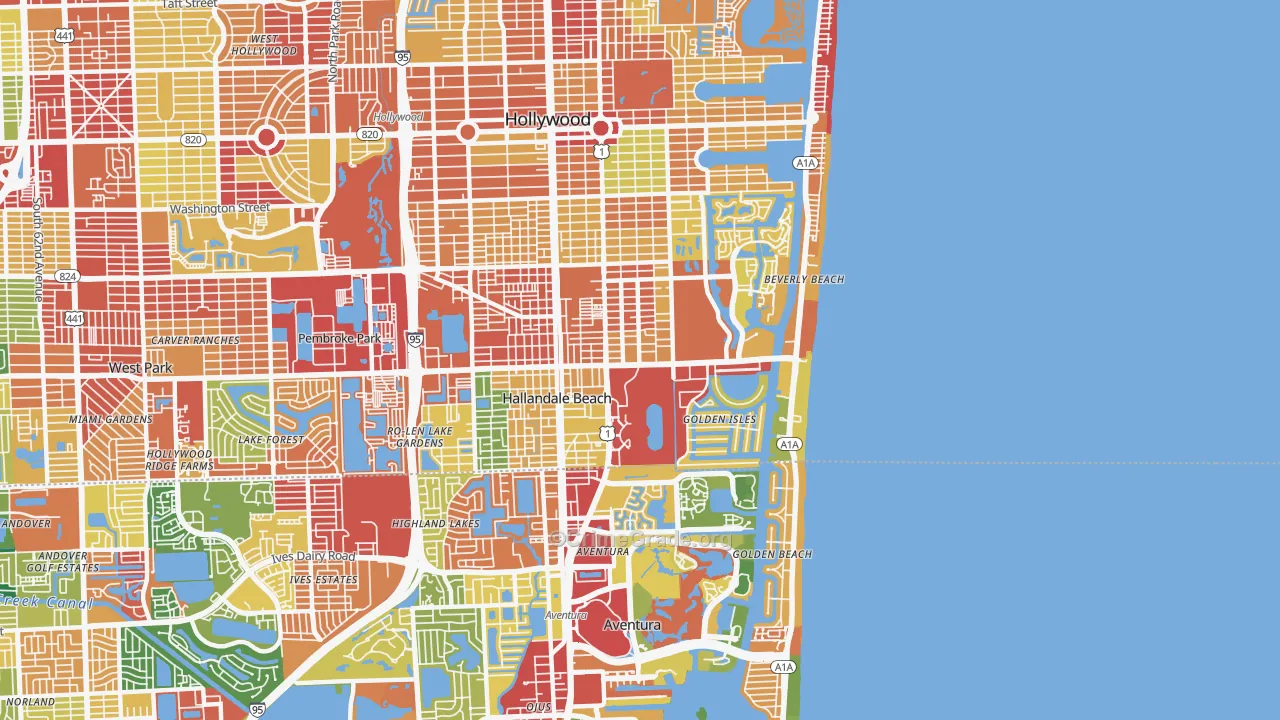 Hallandale Beach, FL Map of Vandalism Rates