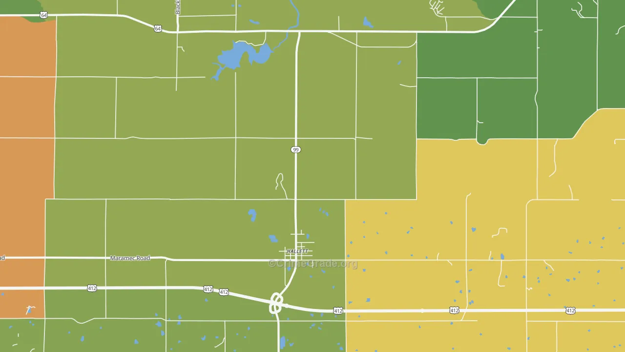Hallett, OK Map of Vandalism Rates