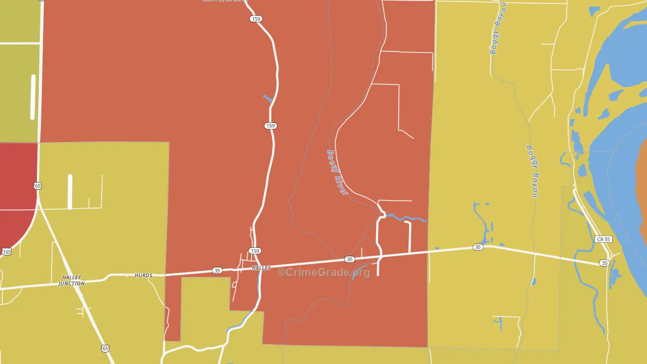 Halley, AR Map of Vandalism Rates