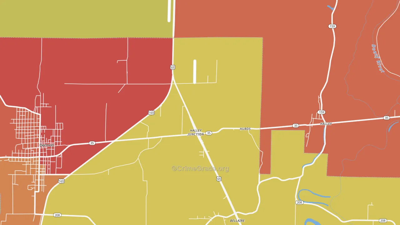 Halley Junction, AR Map of Vandalism Rates