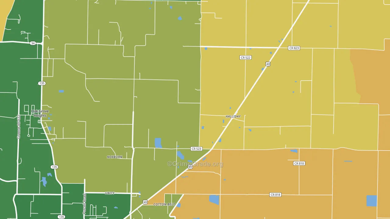 Halliday, AR Map of Vandalism Rates