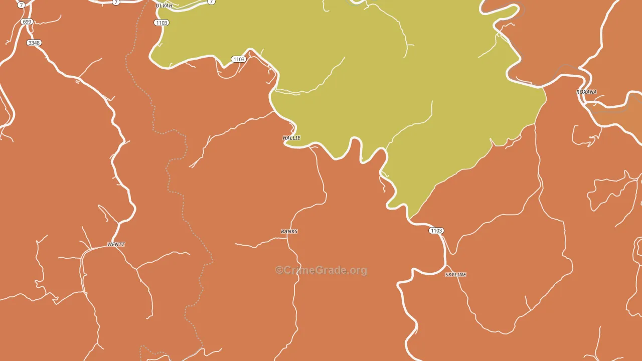Hallie, KY Map of Vandalism Rates
