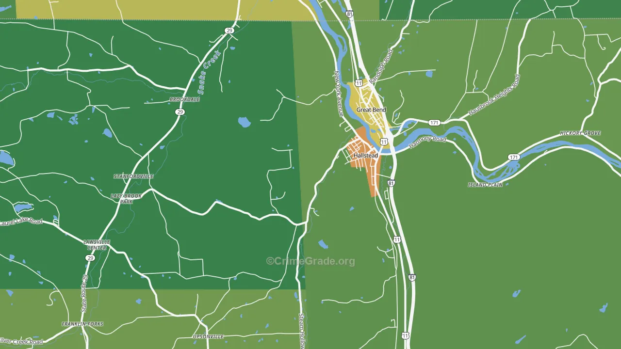 Hallstead, PA Map of Vandalism Rates