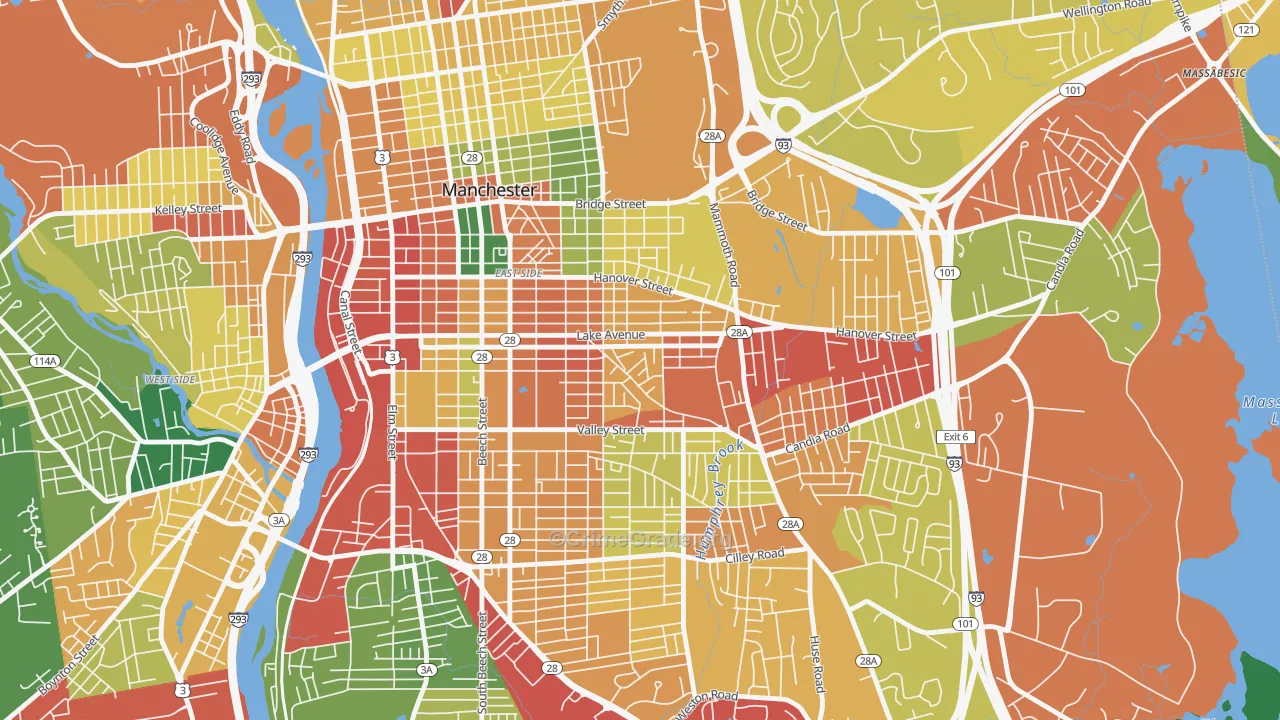 Hallsville, Manchester, NH Map of Vandalism Rates