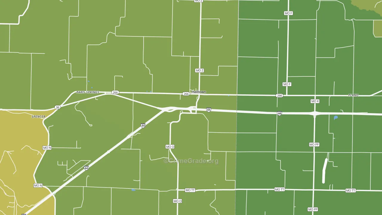 Halltown, MO Map of Vandalism Rates