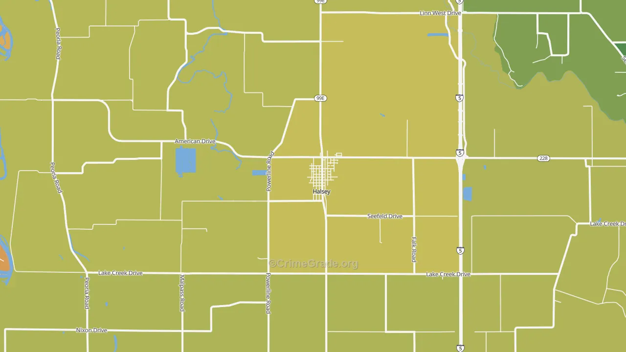 Halsey, OR Map of Vandalism Rates