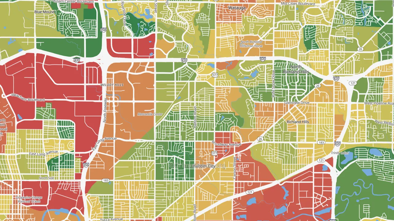 Haltom City, TX Map of Vandalism Rates