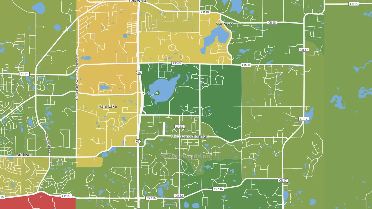 Ham Lake, MN Map of Vandalism Rates