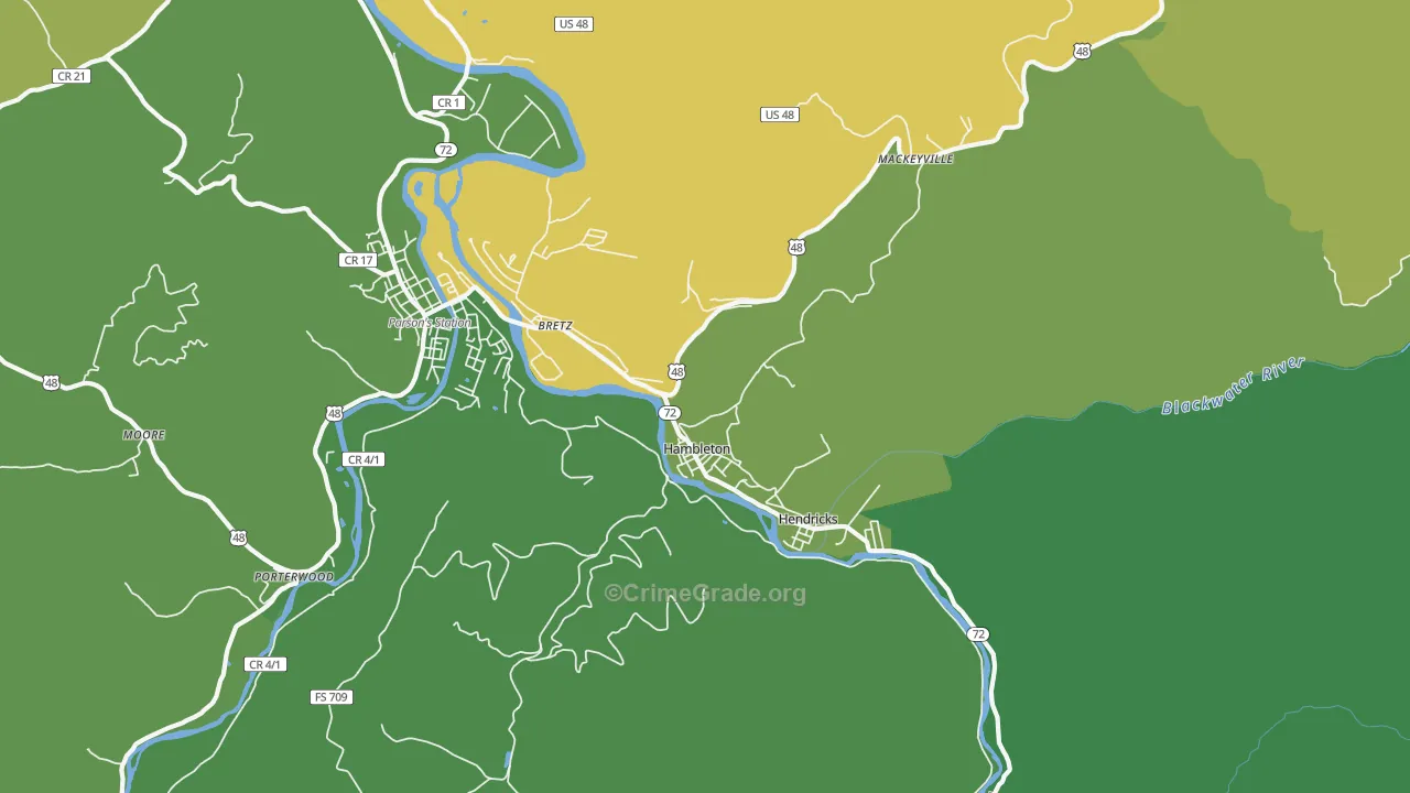 Hambleton, WV Map of Vandalism Rates