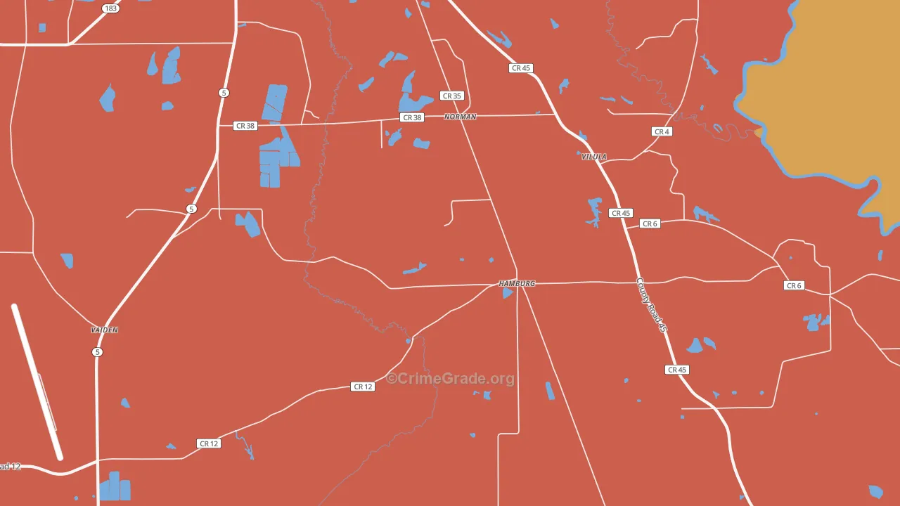 Hamburg, AL Map of Vandalism Rates