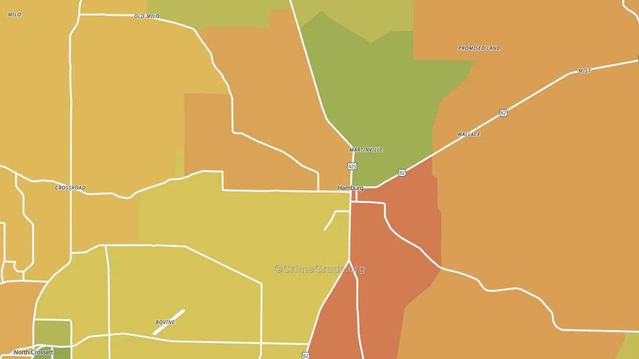 Hamburg, AR Map of Vandalism Rates