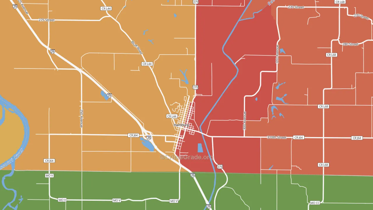 Hamburg, IA Map of Vandalism Rates