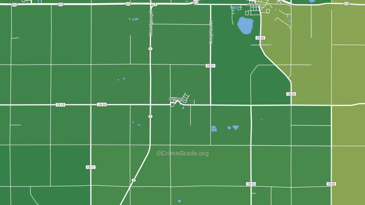 Hamburg, MN Map of Vandalism Rates