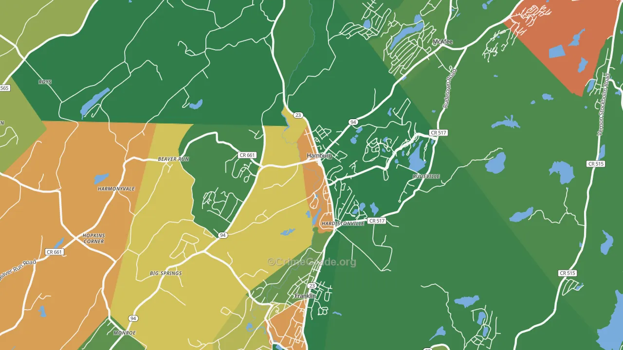 Hamburg, NJ Map of Vandalism Rates