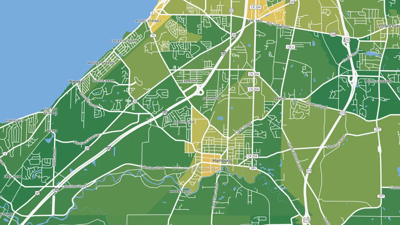 Hamburg, NY Map of Vandalism Rates